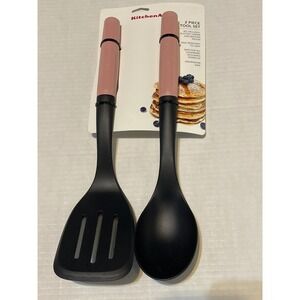 KitchenAid Pink Pc.Tool Set Slotted Turner Basting Spoon Dried Rose KQ360OHDRA